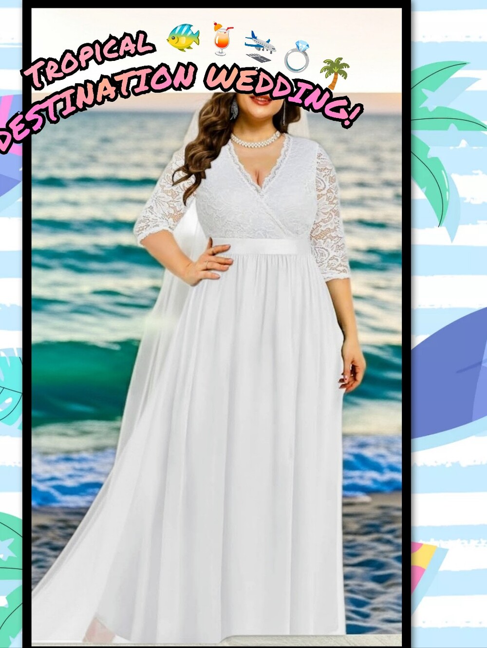 3X PLUS WEDDING DRESS SPECIAL OCCASION EVENT Elegant Lace Chiffon Dress